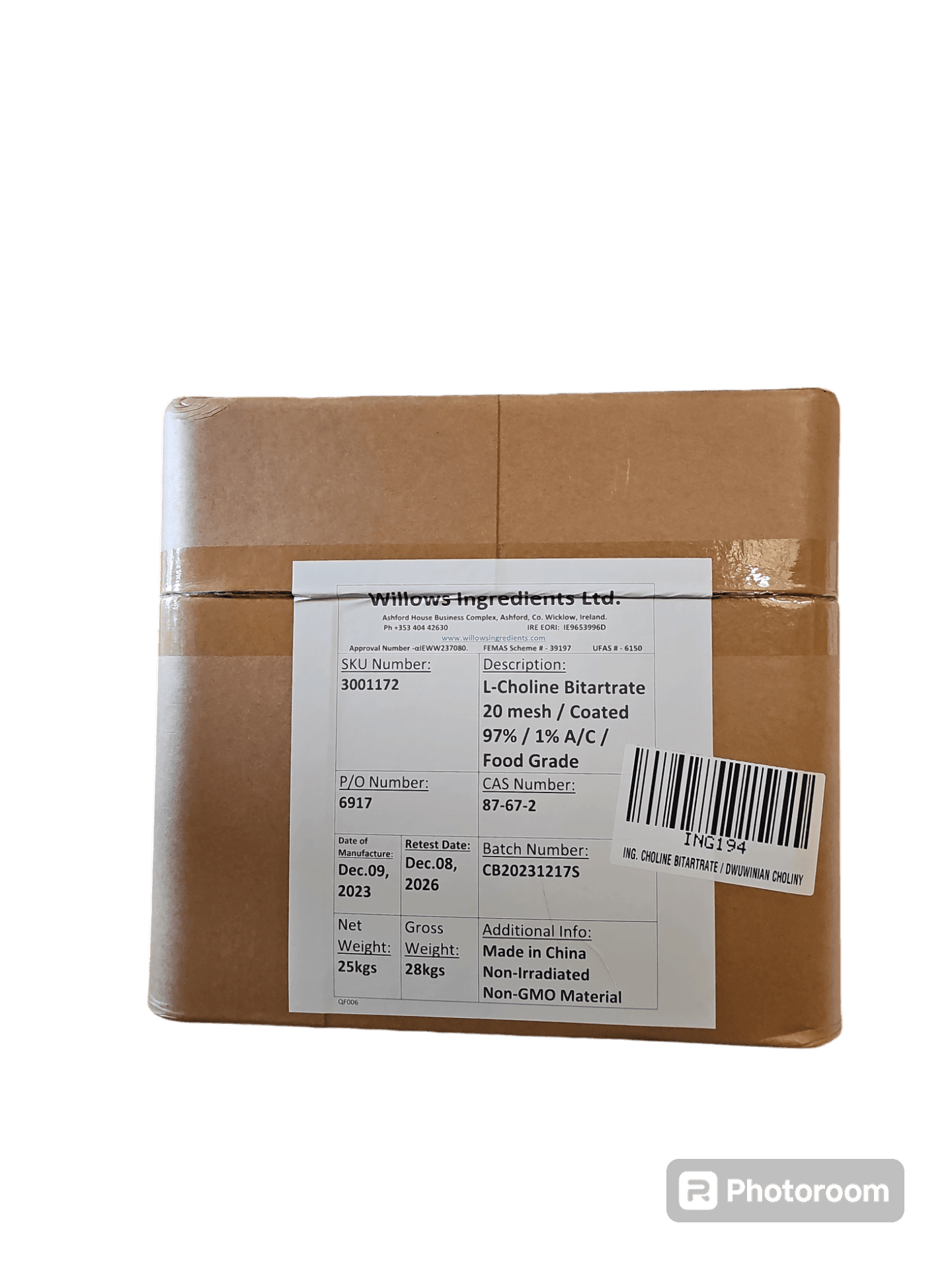 Choline 25 kg - BeBulk Nutrition