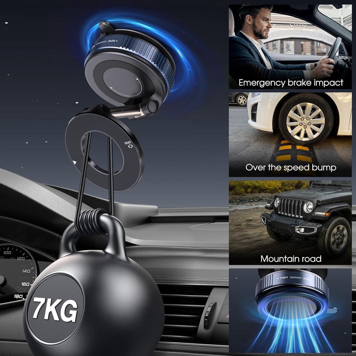 BeBulk Nutrition® 360 Roterende Vacuüm Magnetische Zuigtelefoon Houder Handen Gratis Uitschuifbare Magnetische Vacuüm Telefoon Houder Voor Auto Gym Spiegel Douche