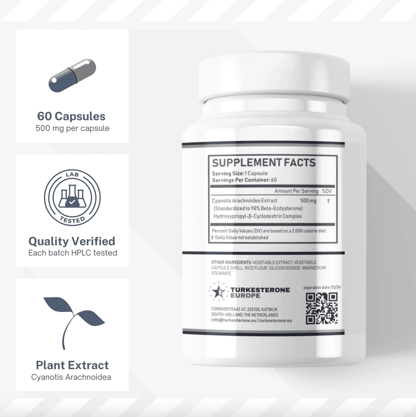 Beta-Ecdysterone - Ecdysterone X - 600mg - 60 Capsules - Turkesterone Europe