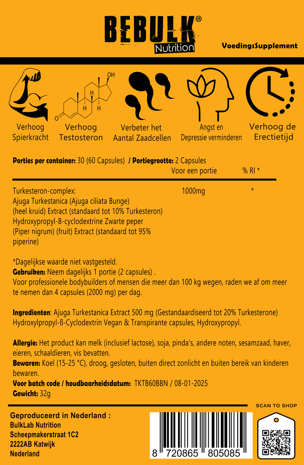 TurkesteBulk 1.0 - Turkesterone 1000mg - BeBulk Nutrition (bol)